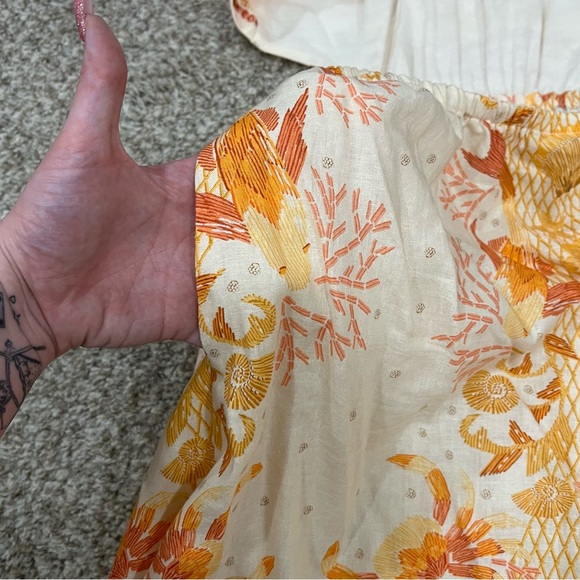 Anthropologie farm rio orange and cream strapless beachy halter top maxi dress - Picture 7 of 9